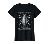Funny Vitruvian Roly Poly Pill Bug Isopod Biology Graphic Value Graphic T-Shirt, Women, Black, L