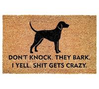 Funny Vizsla Entrance Doormat - Don't Knock They Bark I Yell Gets Crazy - Bold Quote for Porch - Patio - Indoor Decor - Durable Non Slip Floor Mat - Pet Owners - Everyday Use