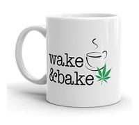 Funny Wake and Bake Mug Cute Coffee Mug Funny Tea Mugs for Hot Chocolate Beverages Office 330Ml