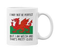 Funny Wales Mug I May Not Be Perfect But I Am Welsh and That's Pretty Close Gift for Colleagues Men or Women (White)