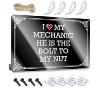 Funny Wall Art Accessories Waterproof Artwork, Funny Retro Print For Cafe Pub Gym | Personalized Pre-drilled Custom I Love My Mechanic He Is The Bolt To My Nut(20X30CM)