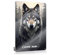 Funny Wall Art At Home Decor Ready To Hang - Wild Wolf Gazing Through The Forest Night Nice For Dorm(30X40CM)