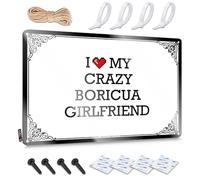 Funny Wall Art Dorm Decorations Vintage Style | I Love My Crazy Boricua Girlfriend Round Soft Bath Home Decor(20X30CM)
