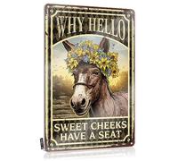 Funny Wall Art Holiday Vintage Wall Decor | Donkey Wall Decor Why Hello Sweet Cheeks Have A Seat Preppy Essentials For Mountain Home Decoration(30X40CM)