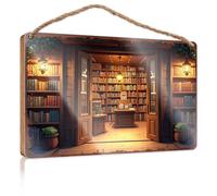 Funny Wall Decor Signs Cozy Corner: A Warm Library Entrance Illuminated By Soft Light Wooded Sign Funny Home Sign Bathroom Wall Art(20X30CM)