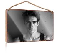 Funny Wall Decor Signs Vintage Portrait Of A Young Man With Textured Background Wooded Sign Funny Home Sign Bathroom Wall Art(23X35CM)