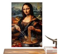 Funny Wall Picture on Canvas | 30 x 40 cm Mona Lisa Poster Wall Art Dining Room | For Bedroom Kitchen Dining Room Hallway Restaurant Hotel Home Gift