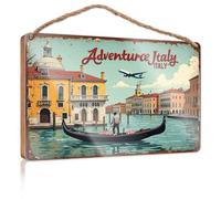 Funny Wall Signs Adventure Italy: A Gondolier'S Journey Through Venice Wooded Sign Porch Decorations Outdoor Wall Hanging Plaque Sign(20X30CM)