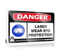 Funny Wall Signs Danger Laser Wear Eye Protection Tin Sign Bar Wall Decor Wall Decor Metal Tin Sign(20X30CM)