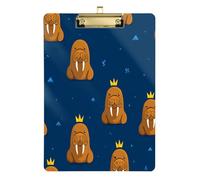 Funny Walrus Crown Dark Blue organizing clipboard Standard Hole for First Year Teacher Must Haves Size 9 x 12.5 Tabla para escribir Gold Hold