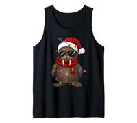 Funny Walrus Xmas Festive Lights Santa Hat Walrus Christmas Tank Top