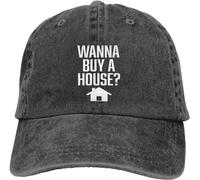 Funny-Wanna-Buy-A-House-Realtor-Real-Estate-Gifts Trucker Cap Adjustable Summer Caps Washed Sun Hat for Women Fishing Men