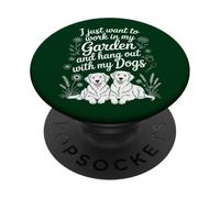Funny Want to Work In My Garden Hangout With My Dog Lover PopSockets Adhesive PopGrip