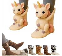 Funny Warm Handmade 3D Knit Animal Socks, Double-layer cotton, Hug Buddies, Long Stocking Sock for Christmas Gifts(Unicorn)