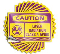 Funny Warning Decals Magnetic Arch Wall Peel & Stick/Caution Laser Radiation Class 4 Avoid Bike for Frame - Bar Sign for Outdoor Bar(6X9CM-10Pcs)