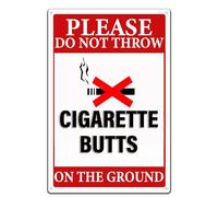 Funny Warning Metal Signs Please Do Not Throw Cigarette Butts On The Ground Iron Poster Painting Tin Sign for Garden Bar Home Kitchen Cafes Office Store Wall Decor 8x12 Inch