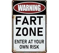 Funny Warning Metal Tin Signs Fart Zone Enter at Your Own Risk Sign for Business Home Bar Room Garage Garden Man Cave Funny Alert Style Wall Decor 12x8 Inch