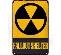 Funny Warning Nuclear Radiation Fallout Shelter Home Work Office Metal Tin Sign Underground Garage Man Cave Decorative Sign 8x12 inch Inch