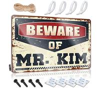 Funny Warning Signs Beware Of Mr. Kim Tin Sign Funny Sogns Funny Vintage Signs(30X40CM)