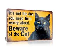 Funny Warning Signs Caution: Beware Of The Cat Tin Sign Door Signs For Bedroom Funny Patio Decor(20X30CM)