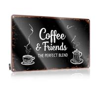 Funny Warning Signs Enjoy Coffee And Friends Together Tin Sign Door Signs For Bedroom Funny Patio Decor(20X30CM)