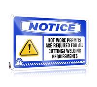 Funny Warning Signs Notice Hot Work Permits Are Required For All Cutting&Welding Requirements Tin Sign Decor Signs Bedroom Door Sign(30X40CM)