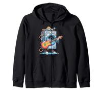 Funny Washing Machine Robot with E-Guitar Costume Zip Hoodie