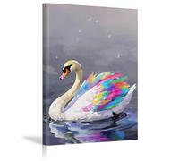 Funny Watercolor Animal Posters, Swan Graffiti Colorful Canvas Art Painting Prints Aesthetic, For Living Room, Bathroom 60x80cm Withframe