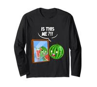Funny Watermelon Juice Mirror Humor Meme Melon is This Me Long Sleeve T-Shirt