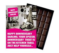 Funny Wedding Anniversary Boxed Chocolate Gift for Husband Card for Man Silly Present for Civil Partner 100 Gram Novelty Boxed Belgian Milk Chocolate Greeting CDL233