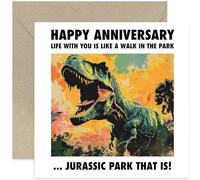 Funny Wedding Anniversary Card for Husband - Walk in the Park Dinosaur Anniversary Card for Him Her - For Wife - Hilarious Anniversary Card for Couple - Mr and Mrs | Blank Inside