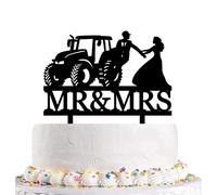 Funny Wedding Cake Topper - Bride Grabs Farmer Groom Who Just Got Off Tractor - Farmer Couple Cake Topper, Mr&Mrs Wedding Cake Topper (Farmer)