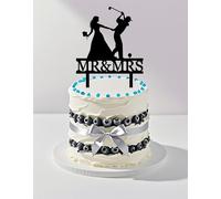 Funny Wedding Cake Topper - Bride Grabs Golfer Groom Who Playing Golf - Golf Couple Cake Topper, Mr&Mrs Wedding Cake Topper (Golfer)