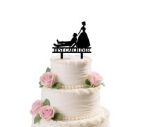 Funny Wedding Cake Topper Cute Wedding Party Decorations - Bride Dragging the Groom - Best Catch Ever Cake Topper for Anniversary Bridal Shower Party Supplies