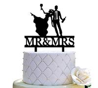 Funny Wedding Cake Topper Drunk Bride Pulling The Groom Cake Topper Drunk Couple with Wine Glass and Bottle Cake Topper