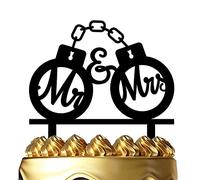Funny Wedding Cake Topper - Personalized Connection Handcuffs Design - Police Couple Cake Topper, Mr&Mrs Wedding Cake Topper (Handcuffs)