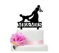 Funny Wedding Cake Topper - The Bride Grabbed The Groom's Leg From Behind - Mr&Mrs Cake Topper, Bride Dragging Groom Cake Topper, The Hunt Is Over