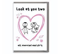 Funny Wedding Card - Cheeky Marriage Congratulations, Just Married Greeting, Naughty Wedding Humour, for Valentine, Birthday, Bride & Groom Joke WED09