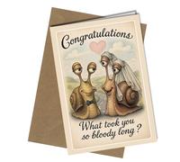 Funny Wedding Card - Congratulations on Your Marriage Greeting Card with Envelope - Humorous Snail Bride & Groom Design - Novelty Wedding Day Card #1948