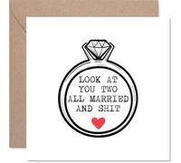 Funny Wedding Card for Couples - Look At You Two Married - Congratulations Gifts, Congrats Well Done Card for Colleague Friends Neighbour Family, 145mm Joke Marriage Greeting Cards