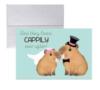 Funny Wedding Card for Newlyweds - Cappily Ever After Silly Capybara Themed Greeting for Bride and Groom Wedding Day- Congratulations to the Happy Couple 4X6 inch Card with Silver Envelope Included