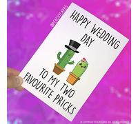 Funny Wedding Cards Celebration Cards Rude Joke Best Friend Card Wedding Card Marriage Happy Wedding Day My Favourite Pricks Cactus PC239