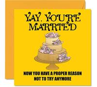 Funny Wedding Cards for Bride and Groom - Not To Try Anymore - Banter Wedding Day Cards Congratulations, Jokr Humour Congrats Well Done Just Married Card, 145mm Marriage Greeting