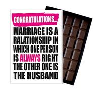 Funny Wedding Day Gift A Marriage Celebration Present for Bride Groom Naughty Card for Couple Oncocoa 100 Gram Belgian Milk Chocolate IYF175