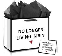 Funny Wedding Gift Bag Engagement Gift Bags No Longer Living in Sin with Wrapping Paper Card Gag Bridal Shower Engagement Marriage Party Favor Bag Decorations Supplies for Bride Groom Newlyweds