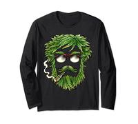 Funny Weed Leaf Hippie Face 420 Marijuana Leaves Bud Man Long Sleeve T-Shirt