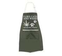 Funny Weed Leaf Inspired Kitchen Apron Weed Themed Inspired Gift Cannabis Stoner Smoker Gift for Weed Lover (Cats & Weed Apron EU)