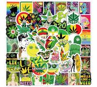 Funny Weed Stickers Pack 100 Pcs, Green Weed Sticker Waterproof Cool Graffiti Vinyl Decals for Water Bottle Laptop Skateboard Phone Bike Car Bumper Luggage,Vinyl Spoof Leaves Stickers for Adult