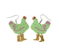 Funny Weird Cute Acrylic Big Rooster Chicken Dinosaur Sheep Cat Drop Dangle Creative Lovely Pet Cartoon Anime Lightweight Colorful Earrings Jewelry for Women, Zinc, No Gemstone