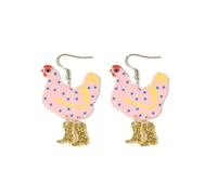 Funny Weird Cute Acrylic Big Rooster Chicken Dinosaur Sheep Cat Drop Dangle Creative Lovely Pet Cartoon Anime Lightweight Colorful Earrings Jewelry for Women, Zinc, No Gemstone